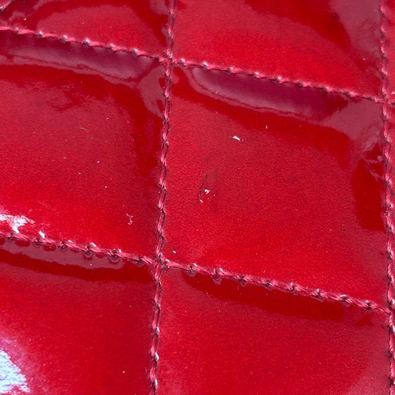 Chanel CC Logo Quilted L-shaped Zipper Coin Purse Red Patent Leather — view 6