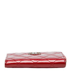 Chanel CC Logo Quilted L-shaped Zipper Coin Purse Red Patent Leather — view 3