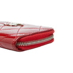Chanel CC Logo Quilted L-shaped Zipper Coin Purse Red Patent Leather — view 4