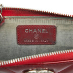 Chanel CC Logo Quilted L-shaped Zipper Coin Purse Red Patent Leather — view 8