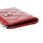 Chanel CC Logo Quilted L-shaped Zipper Coin Purse Red Patent Leather — view 5