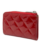 Chanel CC Logo Quilted L-shaped Zipper Coin Purse Red Patent Leather — view 2