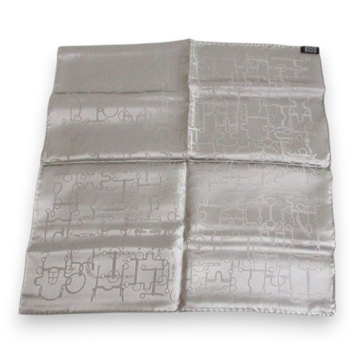 Hermes Pocket Square Horse Harness Pattern Pochette Pongee Silk Carre 45 — view 3
