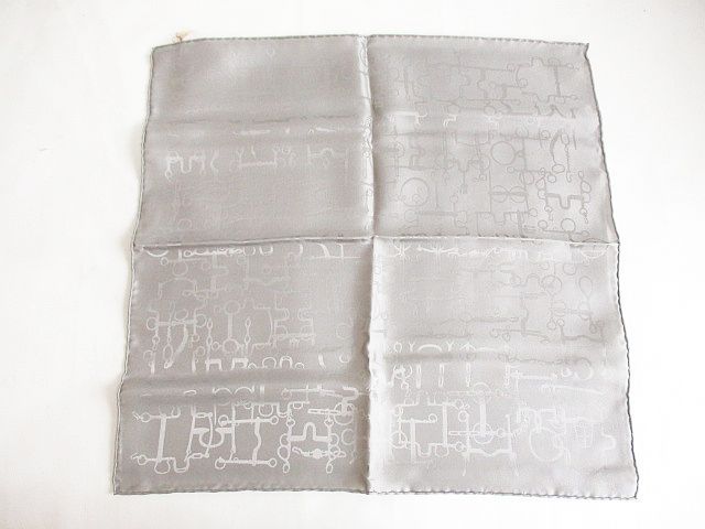 Hermes Pocket Square Horse Harness Pattern Pochette Pongee Silk Carre 45
