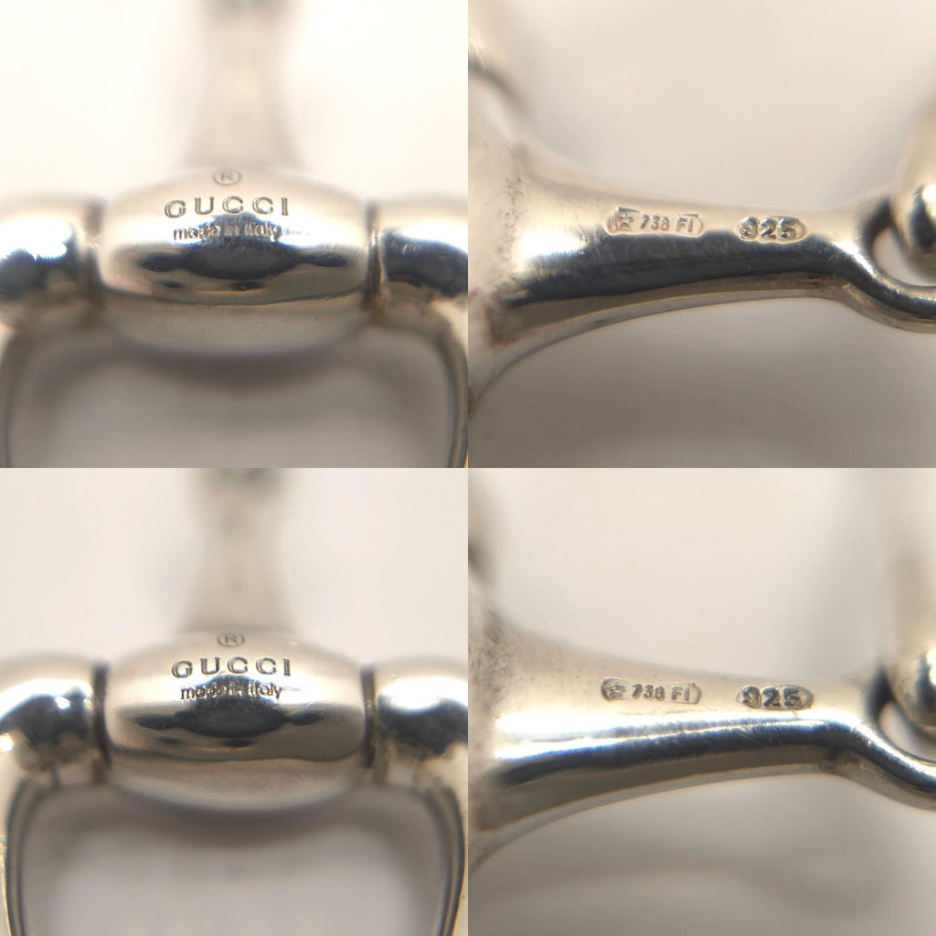 Gucci Horsebit Heart Earrings Drop Hook Sterling Silver — view 5