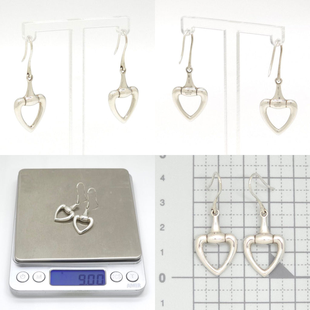 Gucci Horsebit Heart Earrings Drop Hook Sterling Silver — view 7