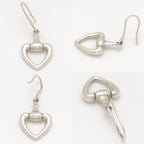 Gucci Horsebit Heart Earrings Drop Hook Sterling Silver — view 3