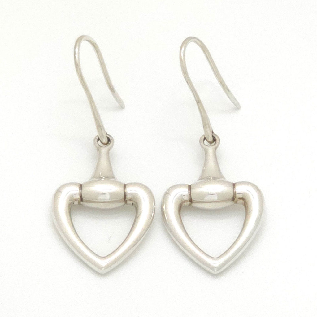 Gucci Horsebit Heart Earrings Drop Hook Sterling Silver — view 6