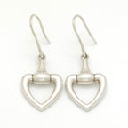 Gucci Horsebit Heart Earrings Drop Hook Sterling Silver — view 6