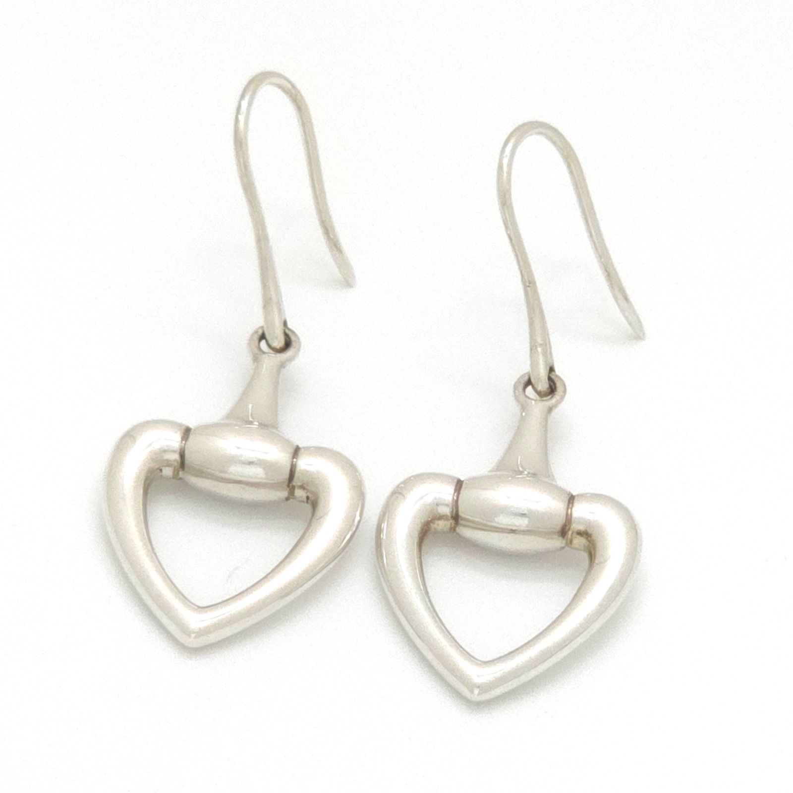 Gucci Horsebit Heart Earrings Drop Hook Sterling Silver — view 2