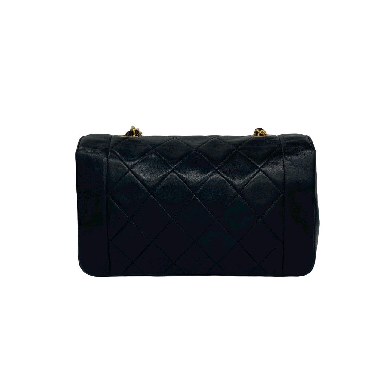 Chanel Card Diana CC Logo Lambskin Chain Shoulder Bag Black — view 3