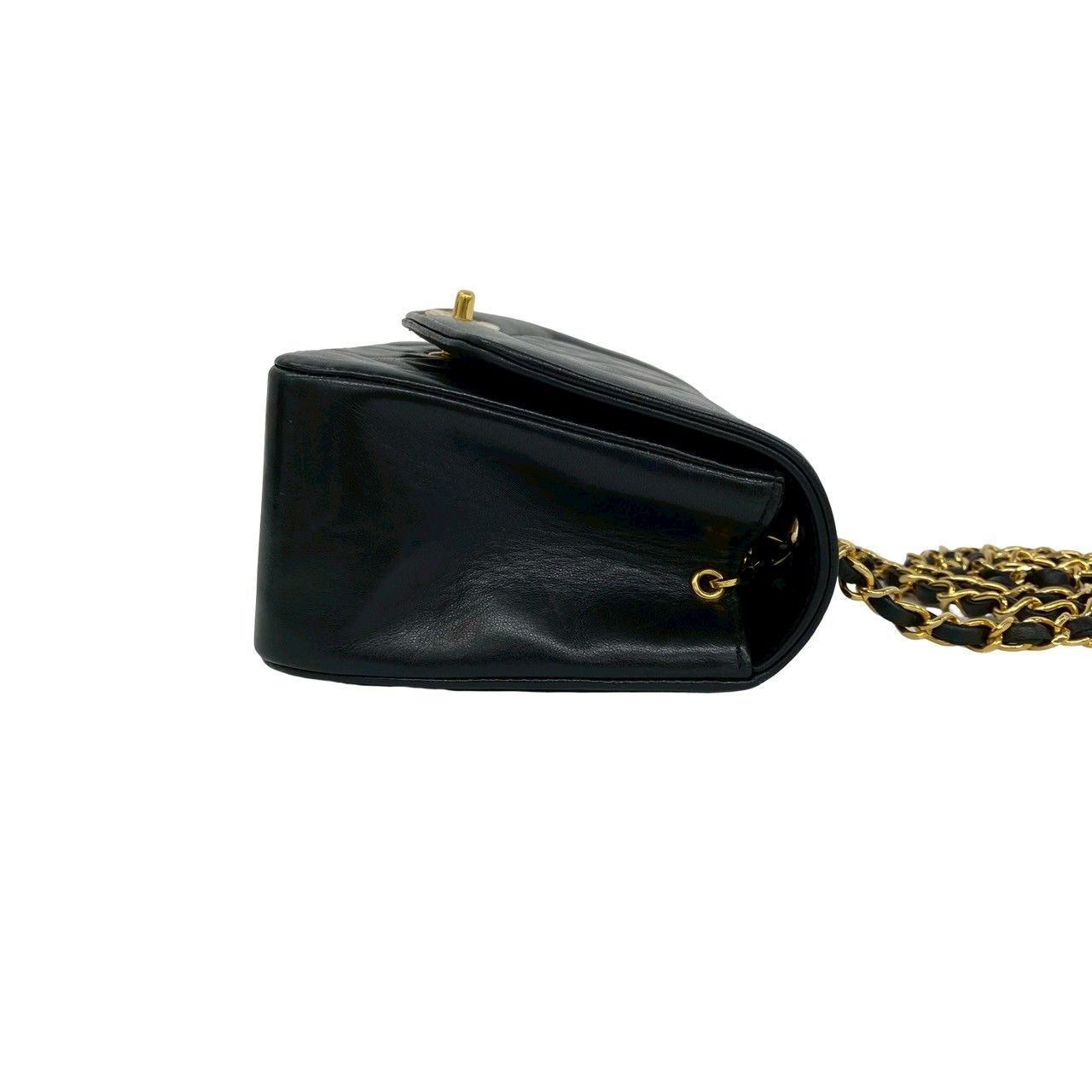 Chanel Card Diana CC Logo Lambskin Chain Shoulder Bag Black — view 6