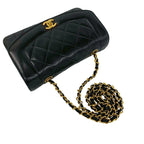Chanel Card Diana CC Logo Lambskin Chain Shoulder Bag Black — view 4