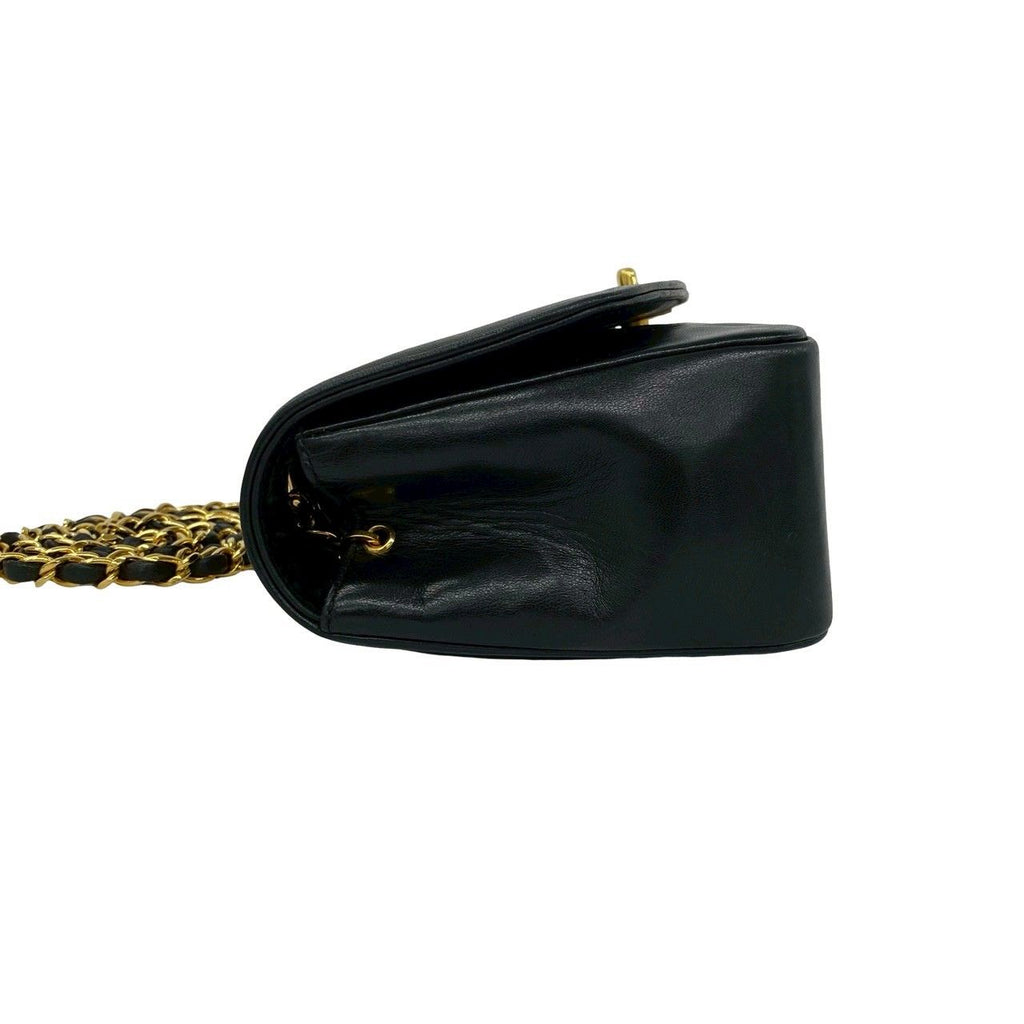 Chanel Card Diana CC Logo Lambskin Chain Shoulder Bag Black — view 5