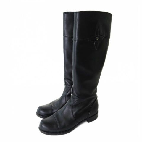Louis Vuitton Long Boots Jockey Leather Black