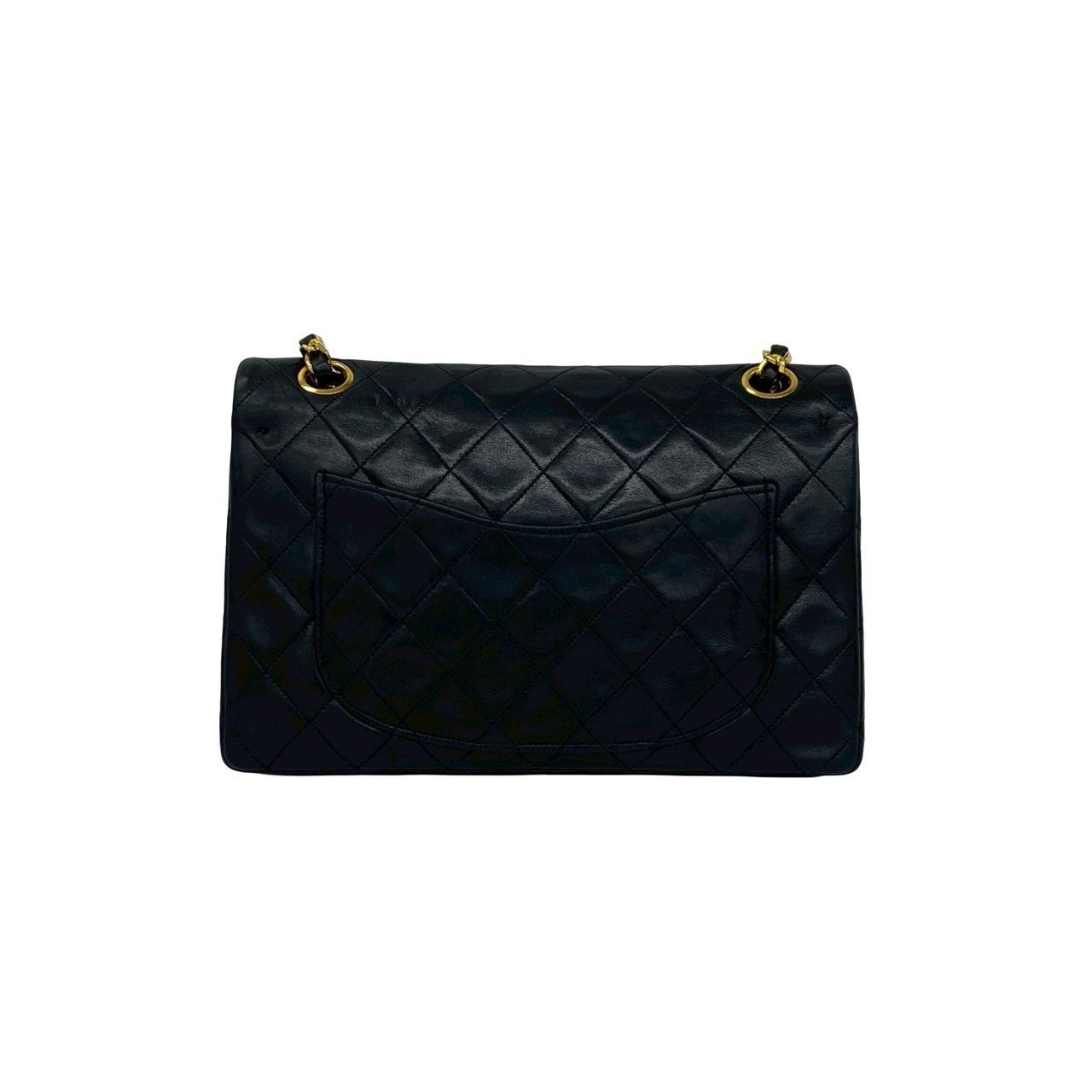 Chanel Quilted CC Logo Double Flap Lambskin Chain Shoulder Bag Black — view 3