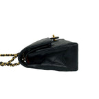 Chanel Quilted CC Logo Double Flap Lambskin Chain Shoulder Bag Black — view 5