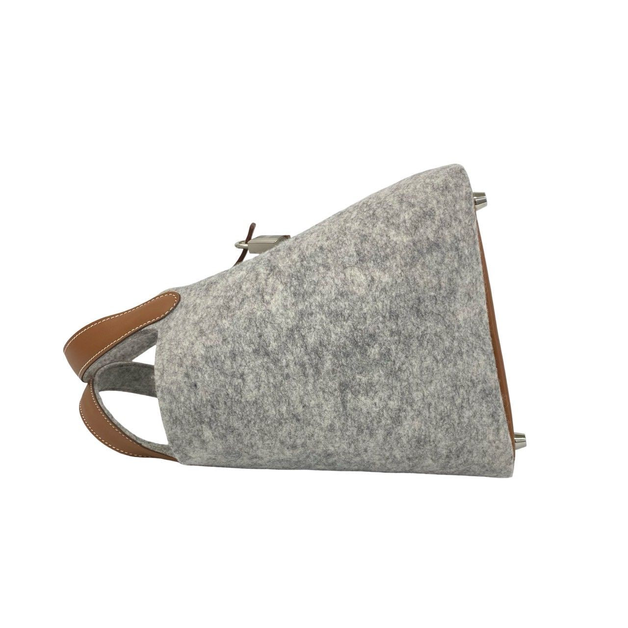 Hermes Picotin Lock PM Felt Swift Leather Handbag Gris Perle Gold with — view 5
