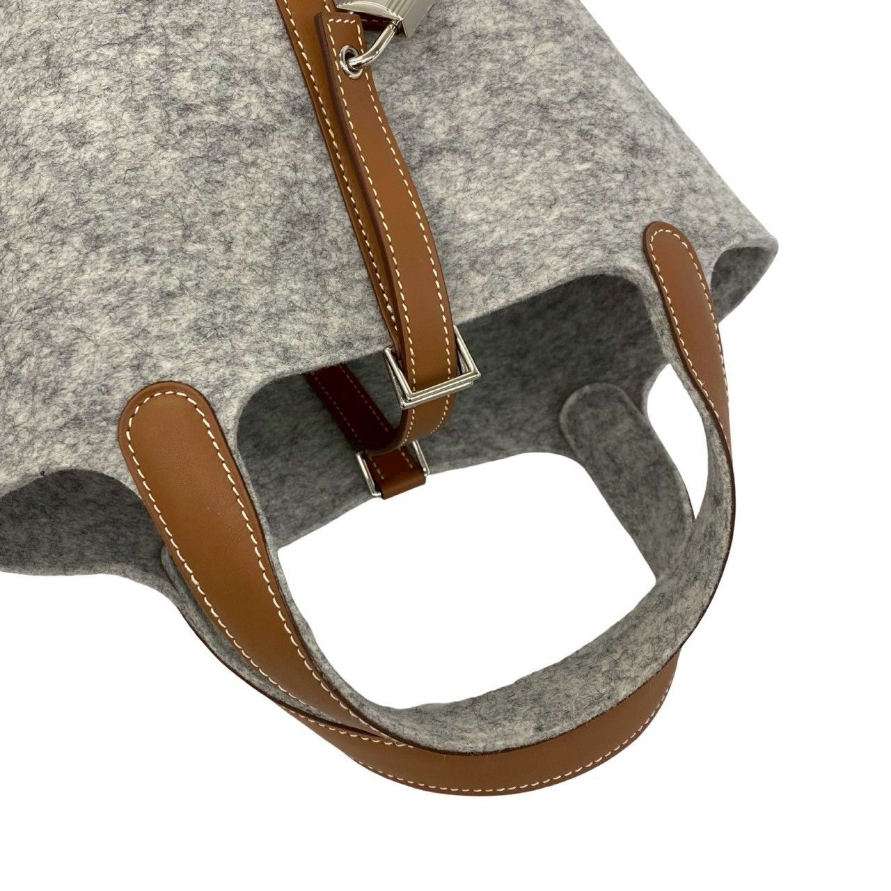 Hermes Picotin Lock PM Felt Swift Leather Handbag Gris Perle Gold with — view 4