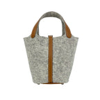 Hermes Picotin Lock PM Felt Swift Leather Handbag Gris Perle Gold with — view 3