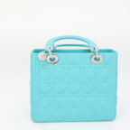 Dior Lady Cannage Leather 2-Way Handbag Blue — view 4