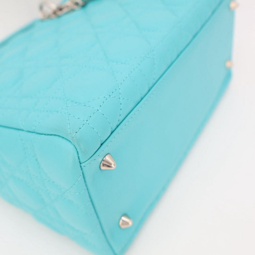 Dior Lady Cannage Leather 2-Way Handbag Blue — view 7