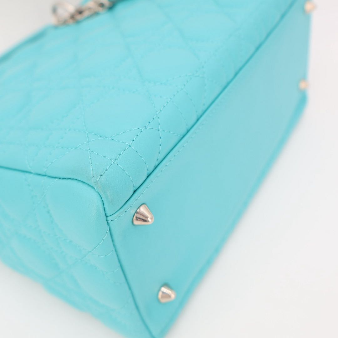 Dior Lady Cannage Leather 2-Way Handbag Blue — view 7