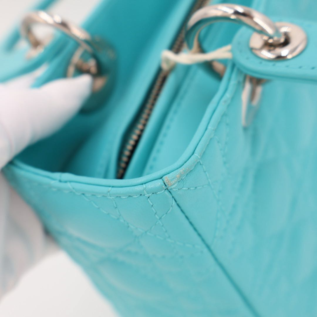 Dior Lady Cannage Leather 2-Way Handbag Blue — view 9