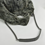 Chanel CC Logo Chain Shoulder Bag 2-Way Faux Fur Fabric Green — view 9