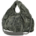 Chanel CC Logo Chain Shoulder Bag 2-Way Faux Fur Fabric Green