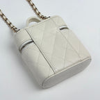 Chanel CC Logo Small Bunny Shoulder Bag Quilted Caviar Leather White — view 2