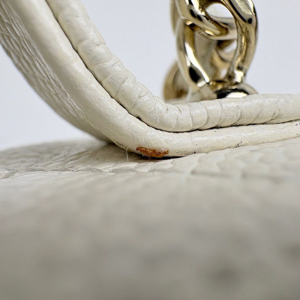 Chanel CC Logo Small Bunny Shoulder Bag Quilted Caviar Leather White — view 6
