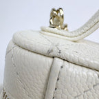 Chanel CC Logo Small Bunny Shoulder Bag Quilted Caviar Leather White — view 5