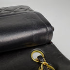 Chanel Quilted Double Flap Chain Shoulder Bag CC Logo Leather Black — view 9