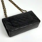 Chanel Quilted Double Flap Chain Shoulder Bag CC Logo Leather Black — view 2