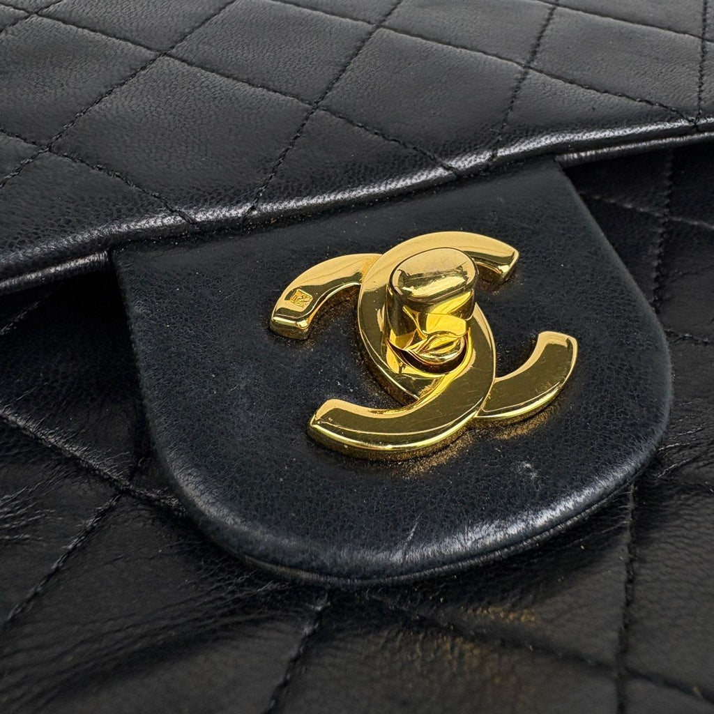 Chanel Quilted Double Flap Chain Shoulder Bag CC Logo Leather Black — view 5