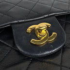 Chanel Quilted Double Flap Chain Shoulder Bag CC Logo Leather Black — view 5