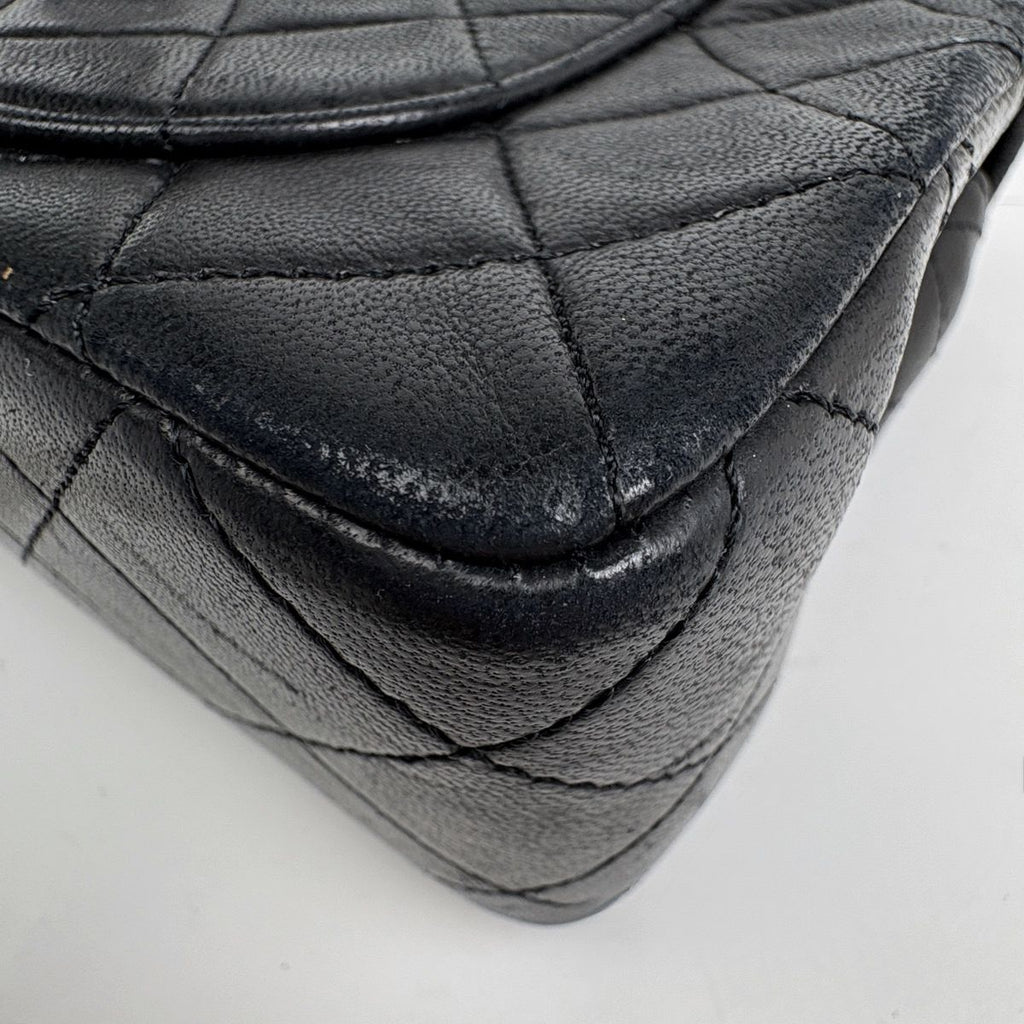 Chanel Quilted Double Flap Chain Shoulder Bag CC Logo Leather Black — view 4