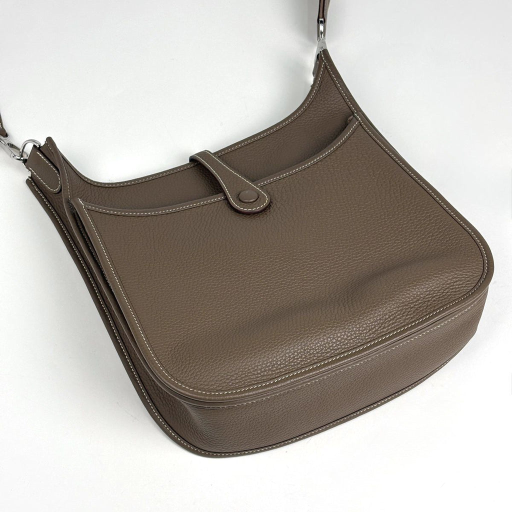 Hermes Evelyne 3 PM Perforated Logo Shoulder Bag Taurillon Clemence Etoupe — view 2