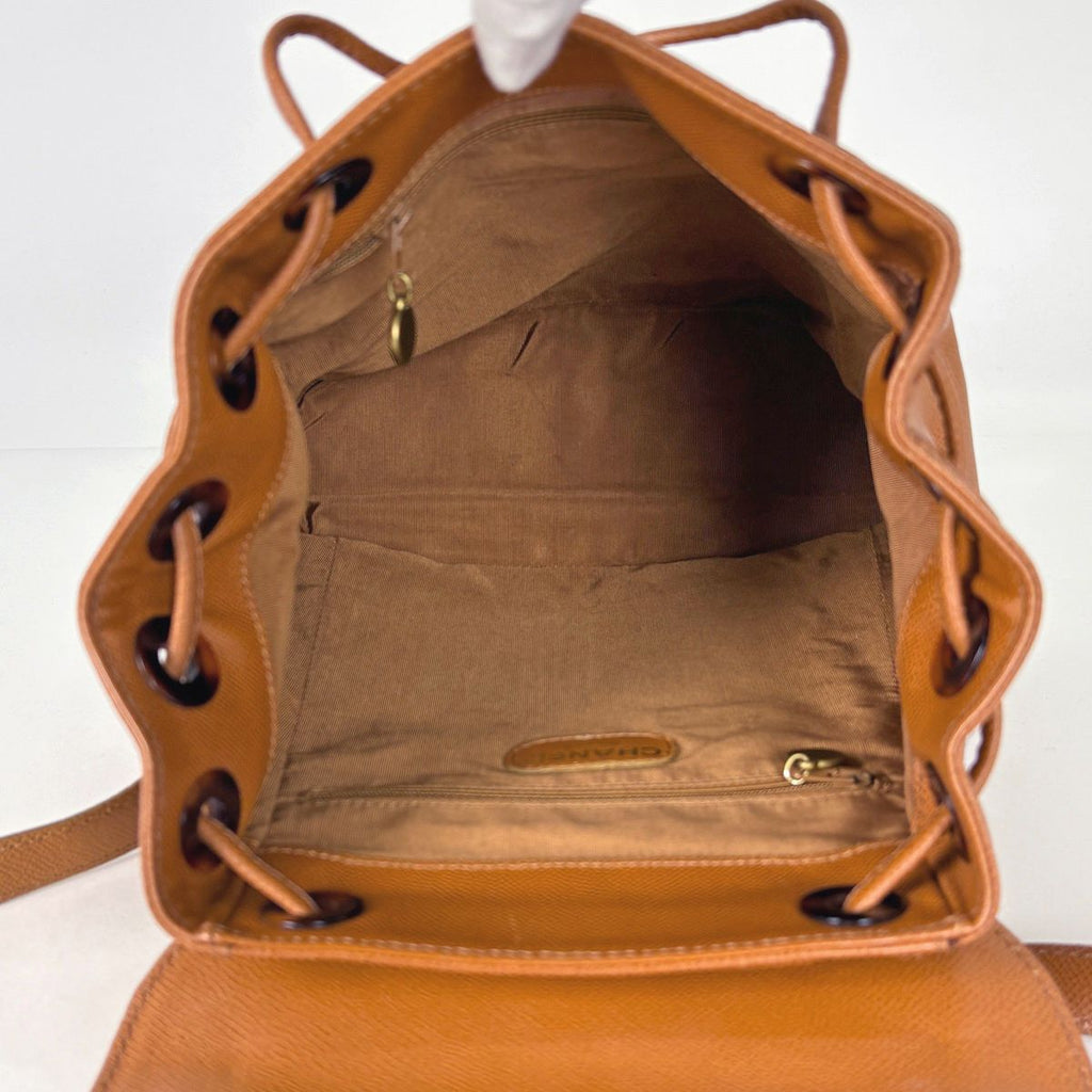 Chanel CC Logo Backpack Leather Brown — view 9