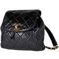 Chanel CC Logo Backpack Chain Leather Black