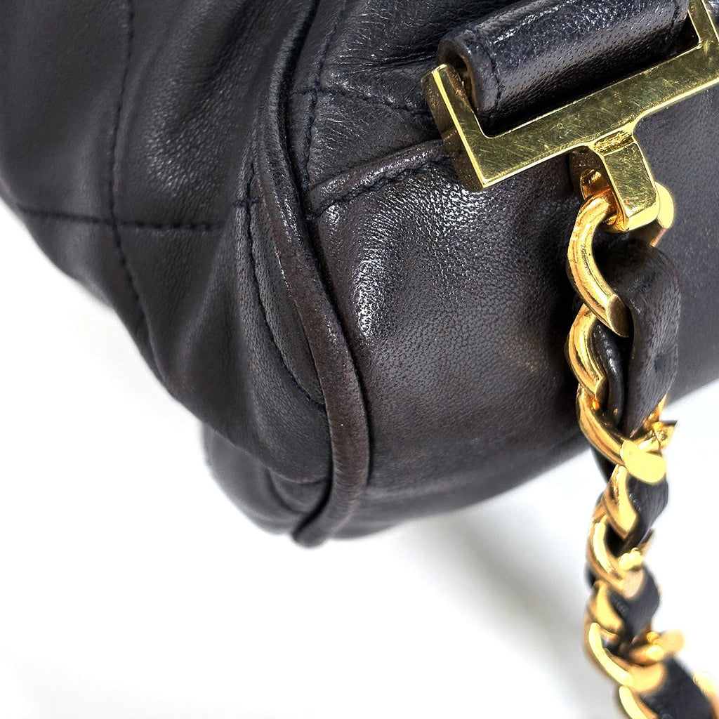 Chanel CC Logo Backpack Chain Leather Black — view 4