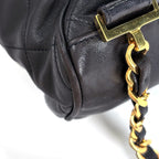 Chanel CC Logo Backpack Chain Leather Black — view 4