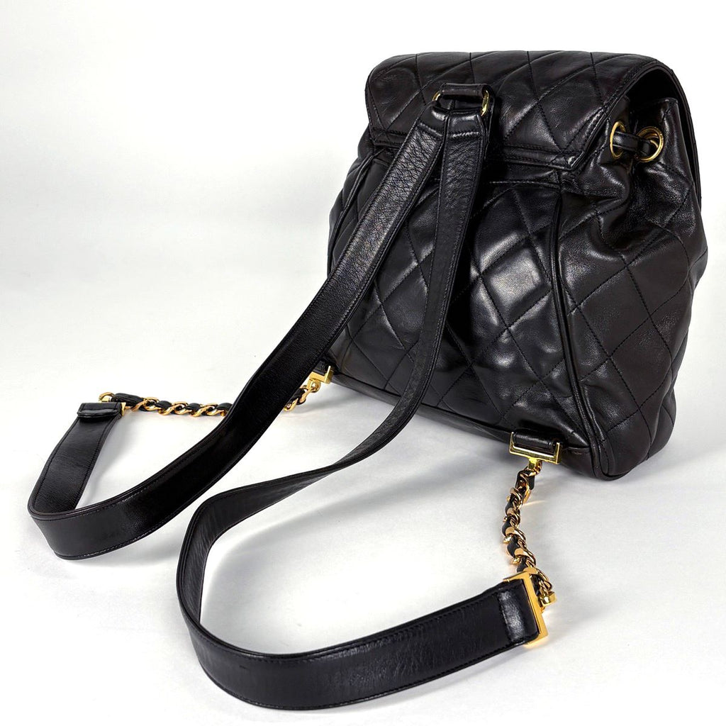 Chanel CC Logo Backpack Chain Leather Black — view 2