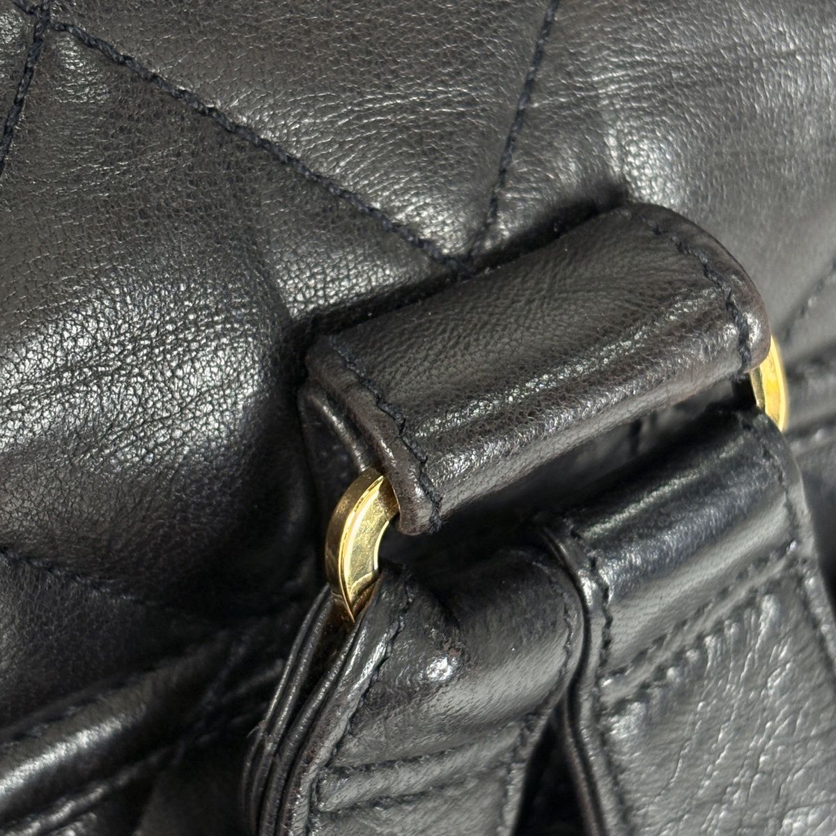 Chanel CC Logo Backpack Chain Leather Black — view 7