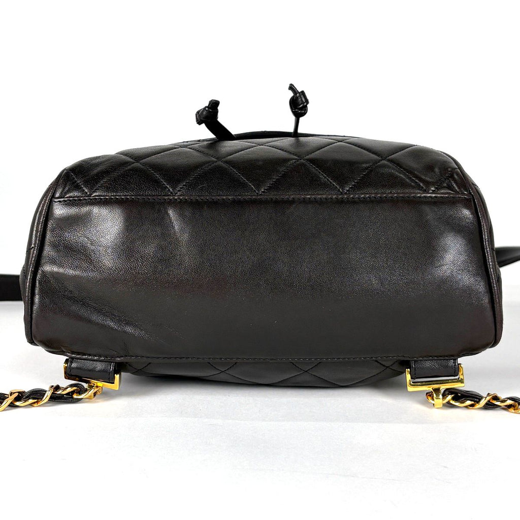 Chanel CC Logo Backpack Chain Leather Black — view 3