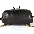 Chanel CC Logo Backpack Chain Leather Black — view 3