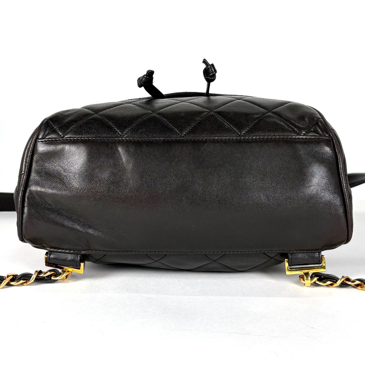 Chanel CC Logo Backpack Chain Leather Black — view 3