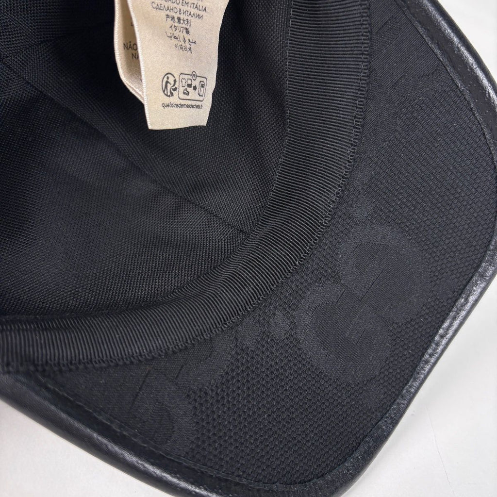Gucci Jumbo GG Baseball Cap Hat Cotton Leather Black — view 4