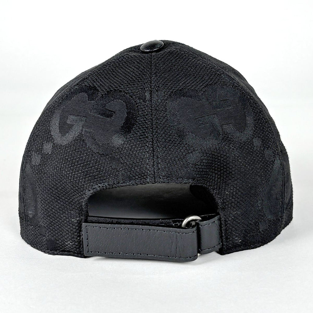 Gucci Jumbo GG Baseball Cap Hat Cotton Leather Black — view 2